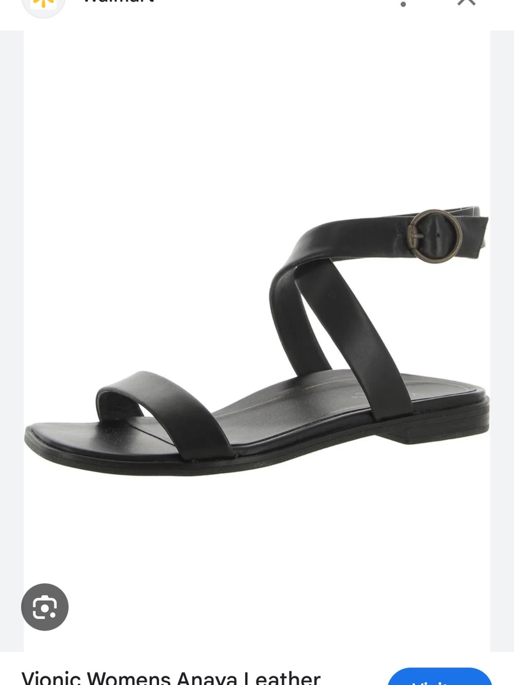 Vionic Black Leather Strappy Ankle Buckle Sandals